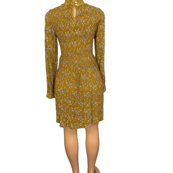 Patrons of Peace High Neck Mustard Yellow Smocked Floral Dress - Picture 10 of 11